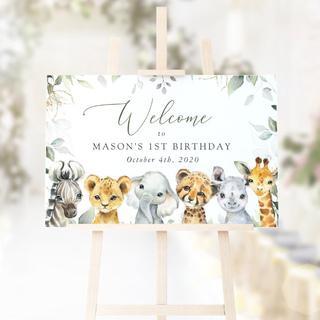 Poster Jungle Animals, Safari, First Birthday Welcome (Criador carregado)