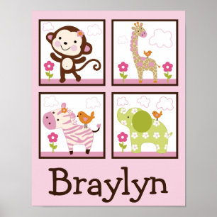 Poster Jungle Jill/Girl Animais Personalizados para Poste