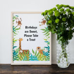 Poster Jungle Safari Birthday Party Sign<br><div class="desc">The cutest party sign for a jungle or safari birthday party</div>