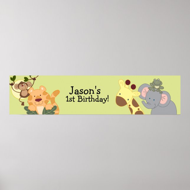 Pôster JUNGLE SAFARI Monkey Birthday Banner (Frente)