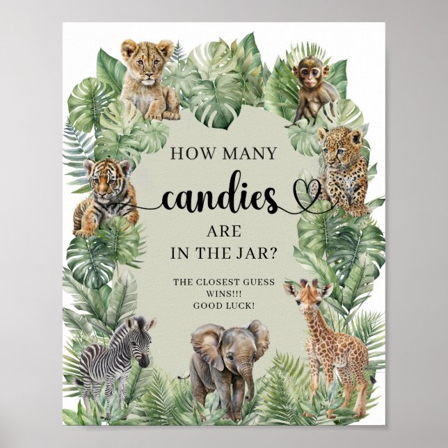 Poster Jungle Safari Quantas Candies Estão No Jar game (Frente)