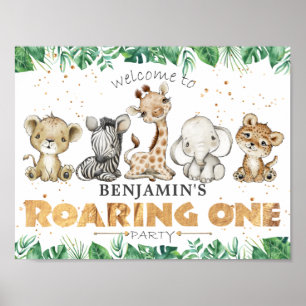 Poster Jungle Safari Roaring Um Partido primeiro aniversa