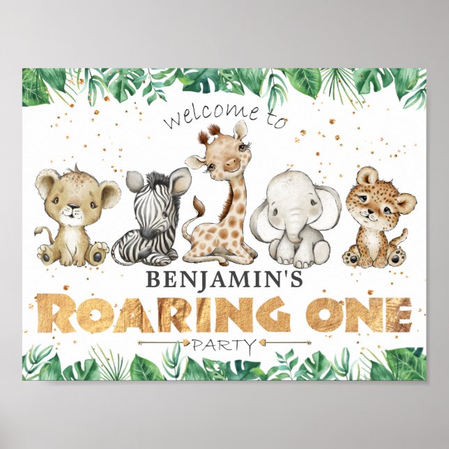 Poster Jungle Safari Roaring Um Partido primeiro aniversa (Frente)