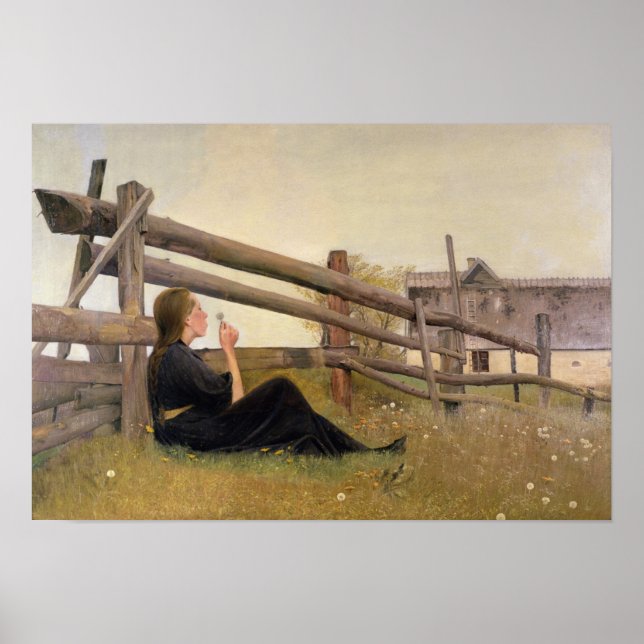 Poster Junho. Garota soprando sementes de dandelion, 1899 (Frente)