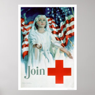 Poster Junte-se à cruz vermelha - bandeira americana
