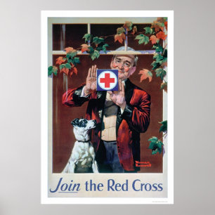 Poster Junte-se à cruz vermelha - homem com cão (US0029