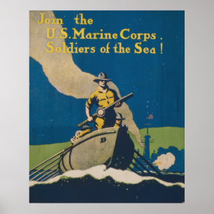 Pôster Junte-se ao Corpo de Fuzileiros dos EUA. Soldados 