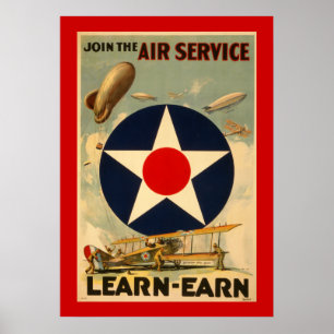 Poster Junte-se ao serviço aéreo "Aprender-Ganham" (a
