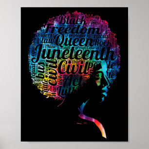 Poster Juntet Watercolor Afro Woman Black Freedom Jun
