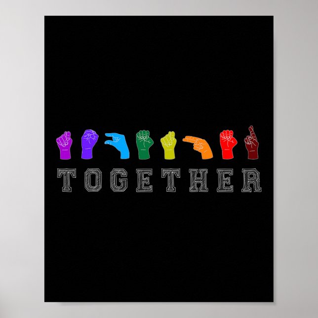 Poster Juntos com sinais de ASL: Manuais LGBT (Frente)