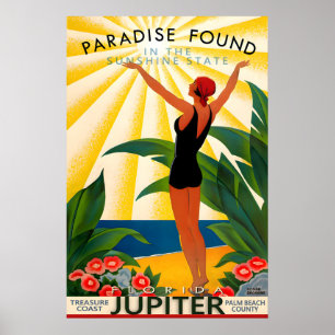 Poster Jupiter Flórida Cartaz de Viagem Novo Palm Beach