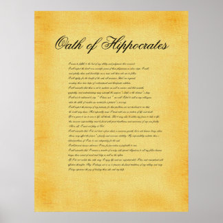 Poster Juramento de Hipócrates, canvas de pergaminho