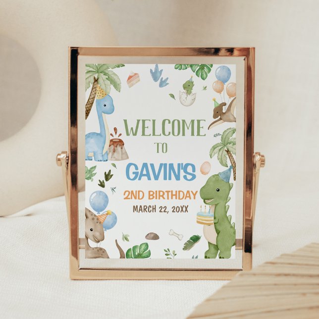 Poster Jurassic Cute Dinosaur Birthday Party Welcome Sign (Criador carregado)
