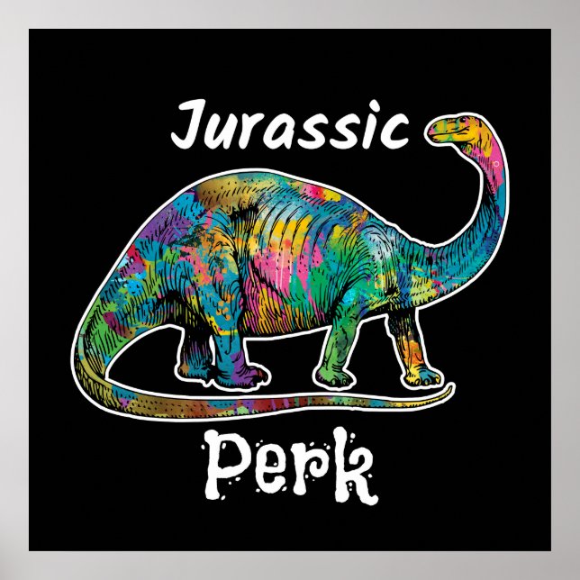 Poster Jurassic Perk Colorido Dinossauro Preto (Frente)