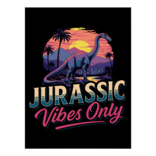 Pôster Jurássico Apenas Dinossauro Retro Sunset