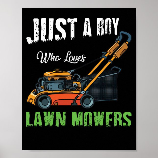 Poster Just A Boy Who Love Lawn Mowing Lawn Mower Farm (Frente)
