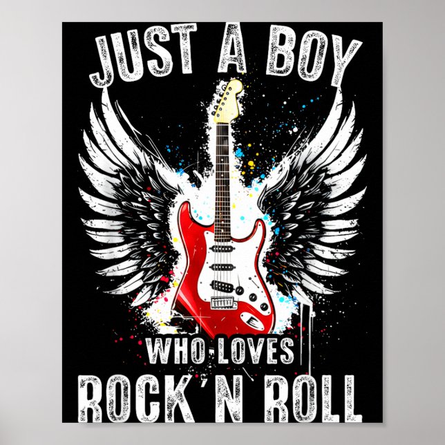 Poster Just A Boy Who Loves Rock And Roll Rock Band Guita (Frente)