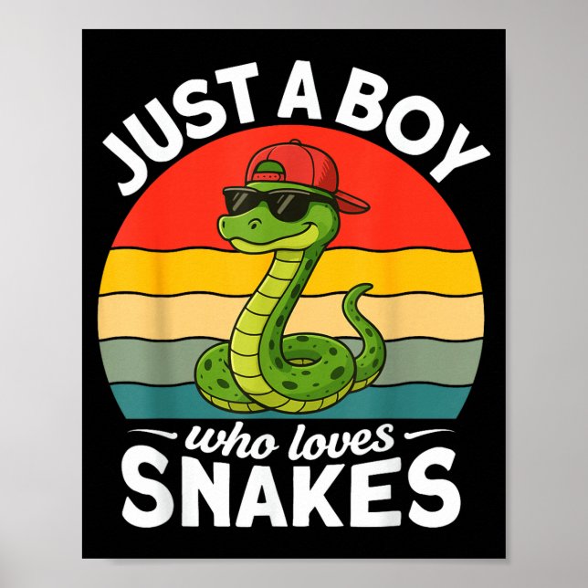 Poster Just A Boy Who Loves Snakes Funny Snake Reptile Ki (Frente)