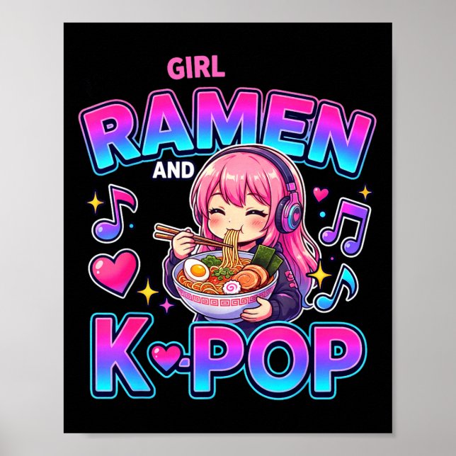 Poster Just A Girl Who Loves Anime Ramen And K-p  (Frente)