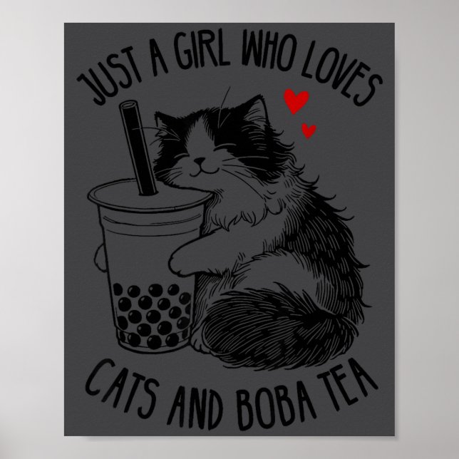 Poster Just A Girl Who Loves Cats And Boba Tea Ragdoll Ca (Frente)