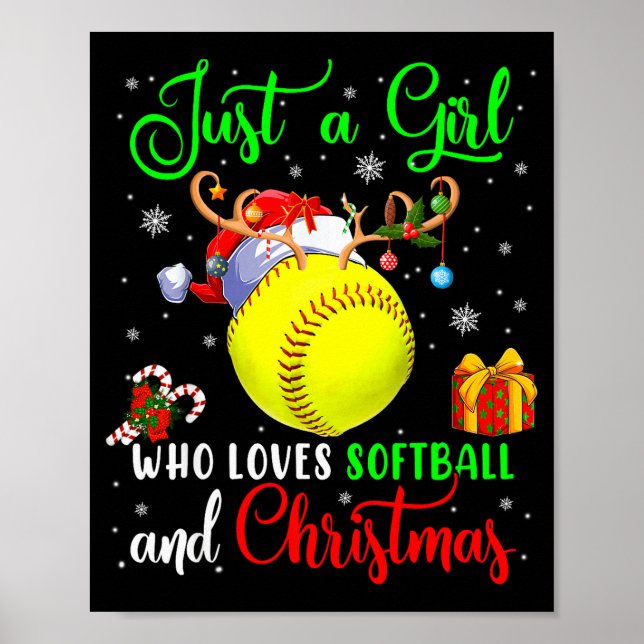 Poster Just A Girl Who Loves Softball And Christmas Santa (Frente)