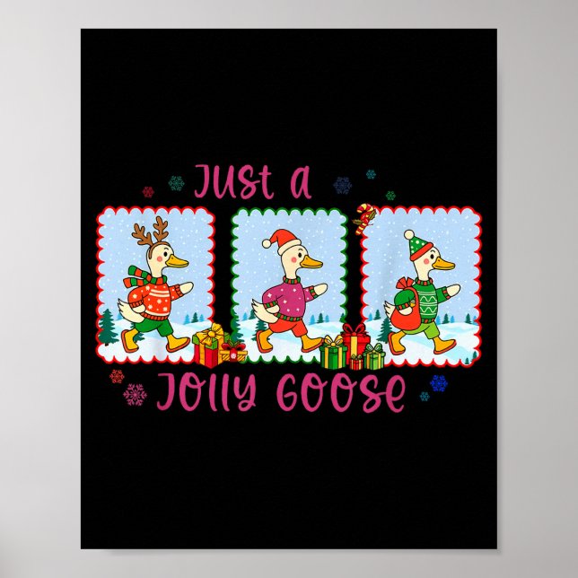Poster Just A Jolly Goose Christmas Santa Bow Xmas Light  (Frente)