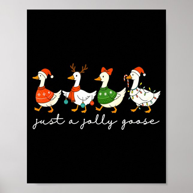 Poster Just A Jolly Goose Santa Christmas Goose Farm Merr (Frente)