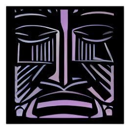 Pôster Just a Little Black and Purple Tiki