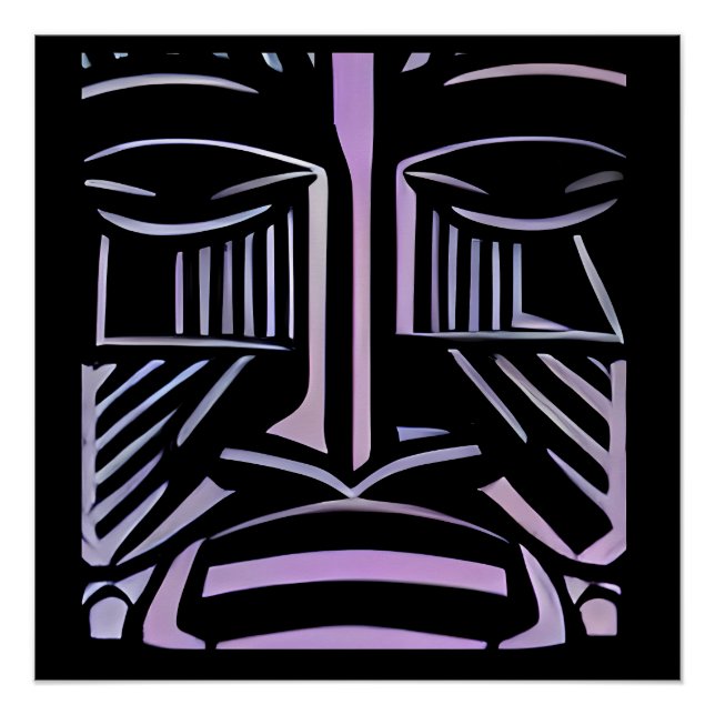 Pôster Just a Little Black and Purple Tiki (Frente)