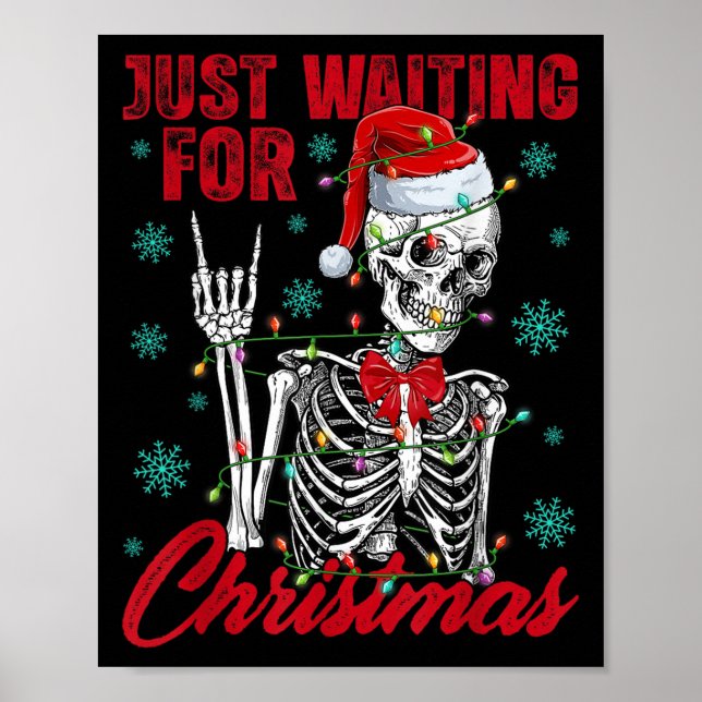 Poster Just Waiting For Christmas Skeleton Rock Hand Sign (Frente)