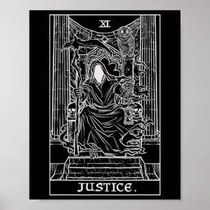 Poster Justiça Tarot Card Grim Reaper Halloween Horr Góti