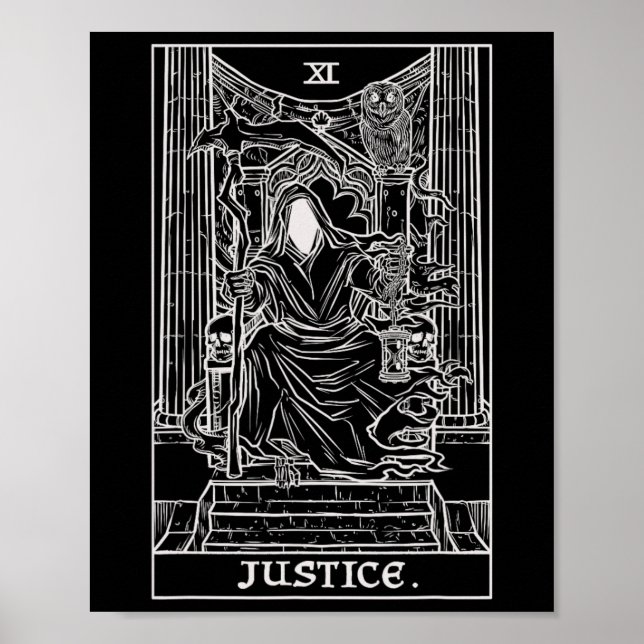 Poster Justiça Tarot Card Grim Reaper Halloween Horr Góti (Frente)