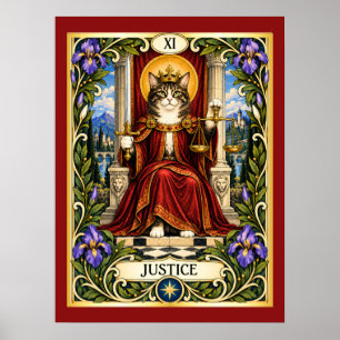 Poster Justiça Tarot do Gato - Equilíbrio e Verdade