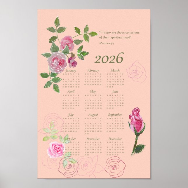 Poster JW year text Matthew calendar customizable (Frente)