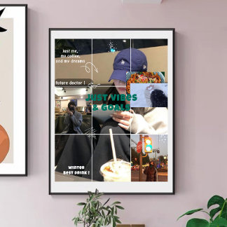 Poster K-Aesthetic Winter Moodboard Cozy Café Collage