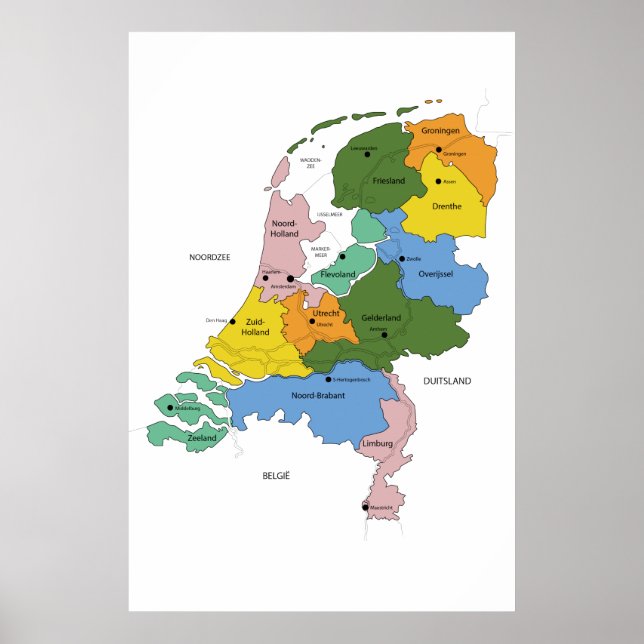 Poster Kaart van Nederland (Frente)