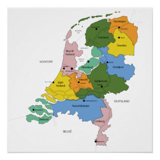 Pôster Kaart van Nederland