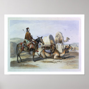 Pôster Kafila com um Camel Bearing a Hodesh, ilustração