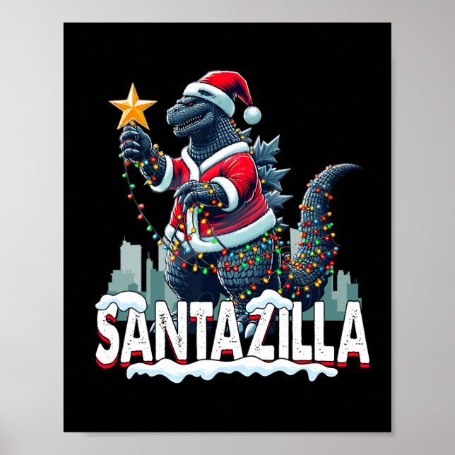 Poster Kaiju Christmas Santazilla Japonês Monster Dinosa (Frente)
