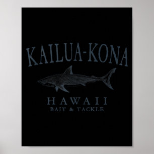 Poster Kailua - kona havaí tubarão arte retrô em ardósia