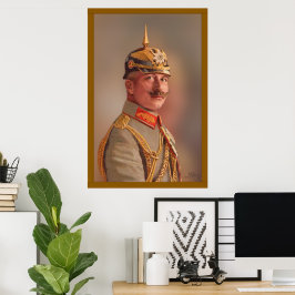 Poster Kaiser Wilhelm II, Imperador da Alemanha com assin