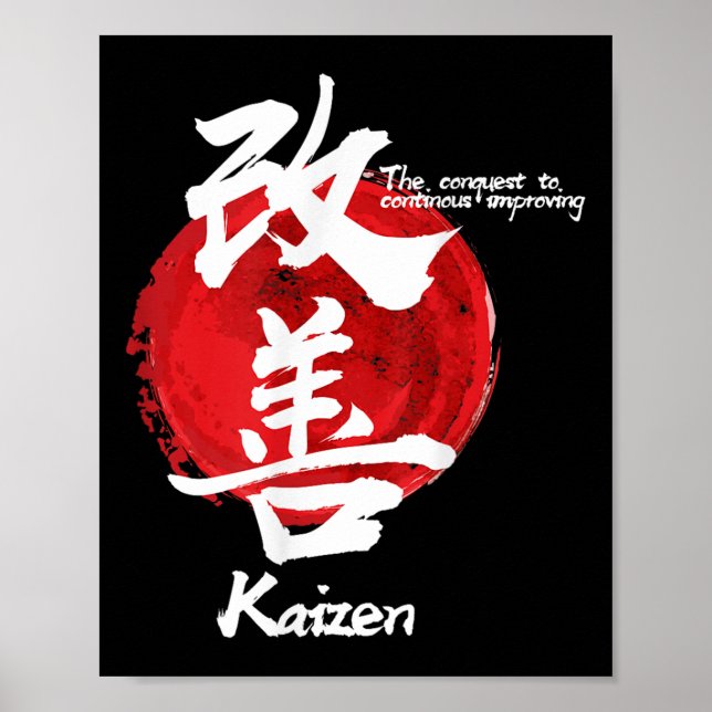Poster Kaizen Japonês Melhorando o Citação do Conceito (Frente)