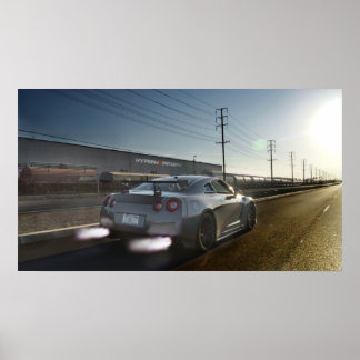 Poster "Kaji" Nissan GT-R Shooting Flames in California