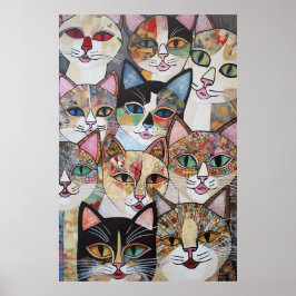 Poster Kaleidoscópico Conjuntor Felino