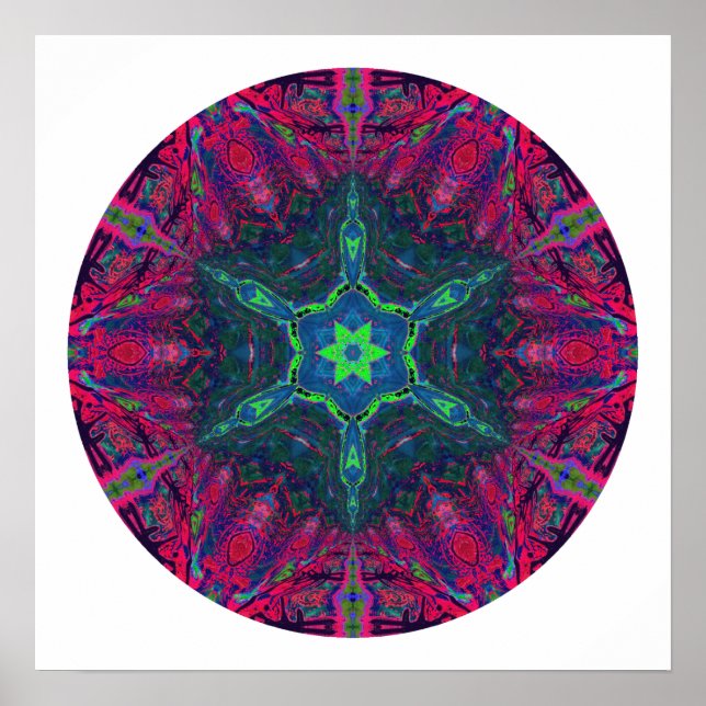 Pôster Kaleidoscópico Floco de neve Mandala 2 (Frente)