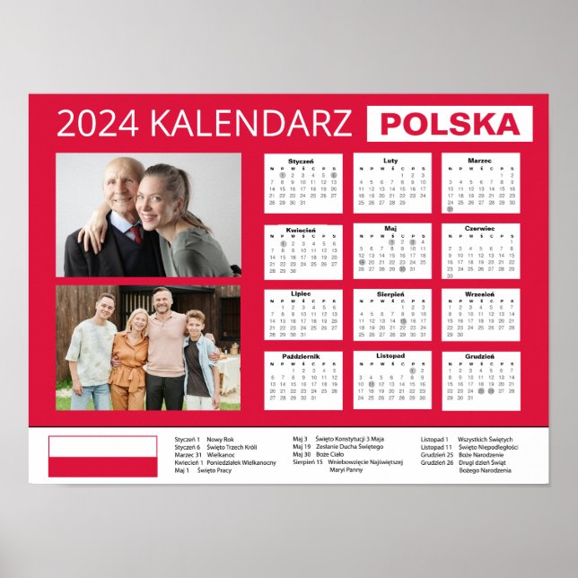 Poster Kalendarz z własnymi zdjęciami 2024 | POLÔNIA (Frente)
