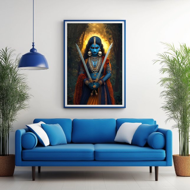 Poster Kali Hindu Deusa Retrato Pintando Fantasia Escura (Criador carregado)