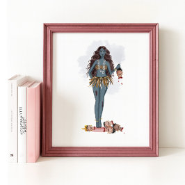 Poster Kali maa desenhada à mão, arte indiana