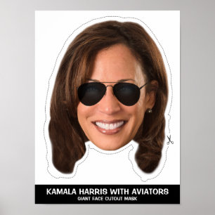 POSTER KAMALA HARRIS COM AVIATORES MÁSCARA CORTADA