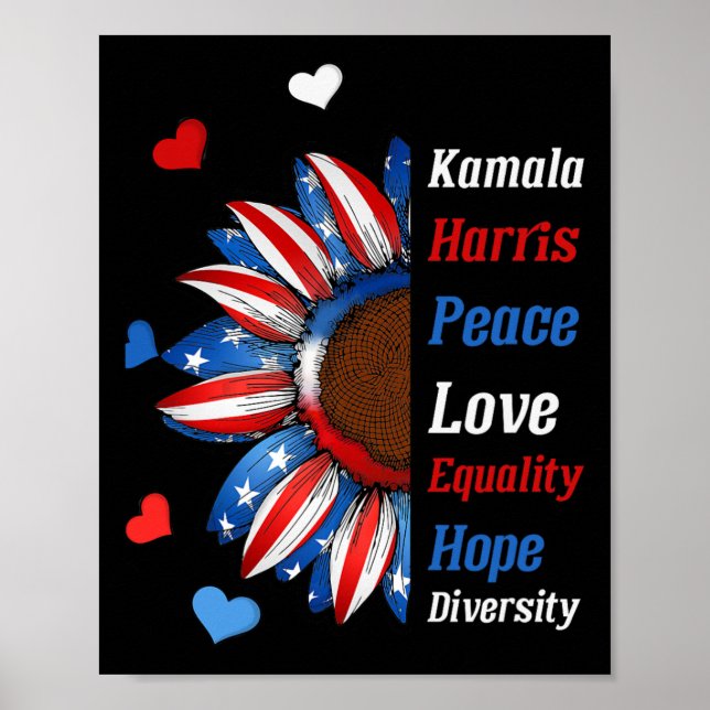 Poster Kamala Harris Paz Igualdade de Amor Esperam Divers (Frente)